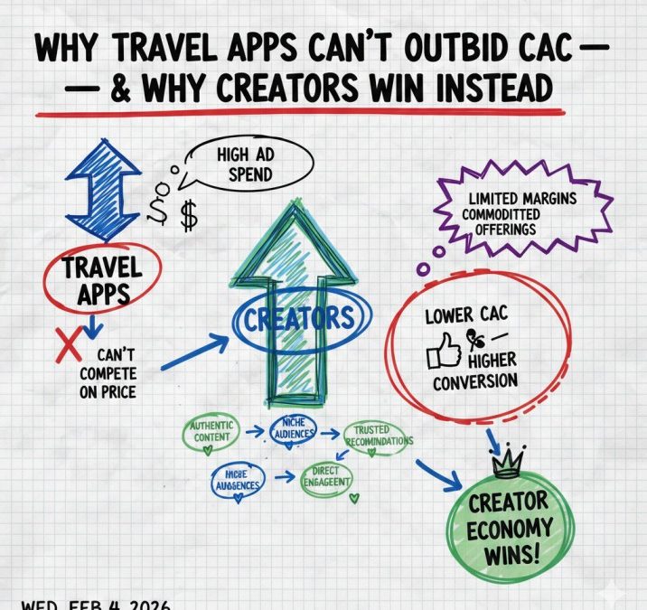 Why Travel Apps Can’t Outbid CAC — And Why Creators Win Instead